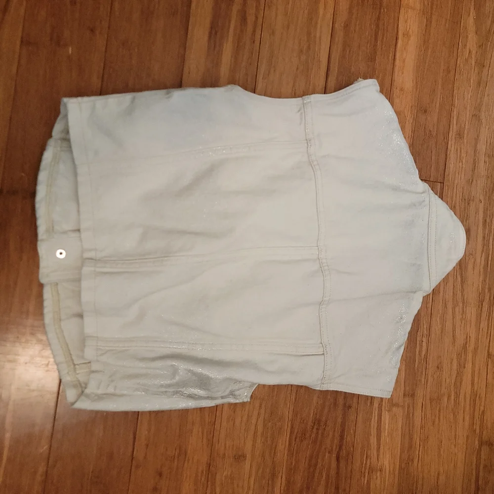 Iro Off White and Silver Metallic Denim Vest Size 38 (US 8) - Picture 4 of 5